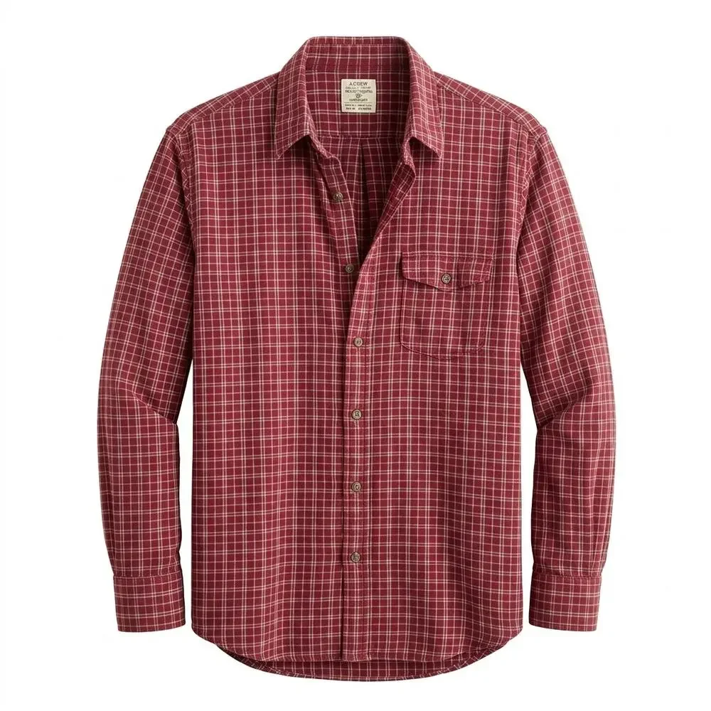 J.Crew Workshirt Red Collared Plaid Button-Up Shirt Men Size XL